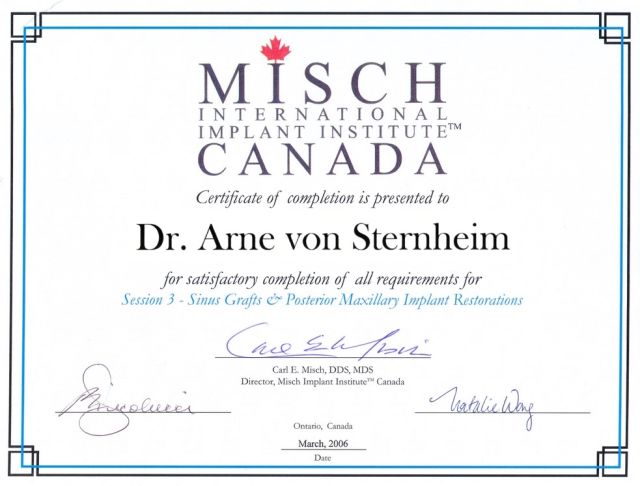 Ausbildung am Misch International Implant Institute 2006